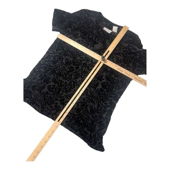 Black Velvet Burnout Long Sleeve Blouse Size Medium Whimsigoth Goth Witchy M1 - Picture 4 of 4